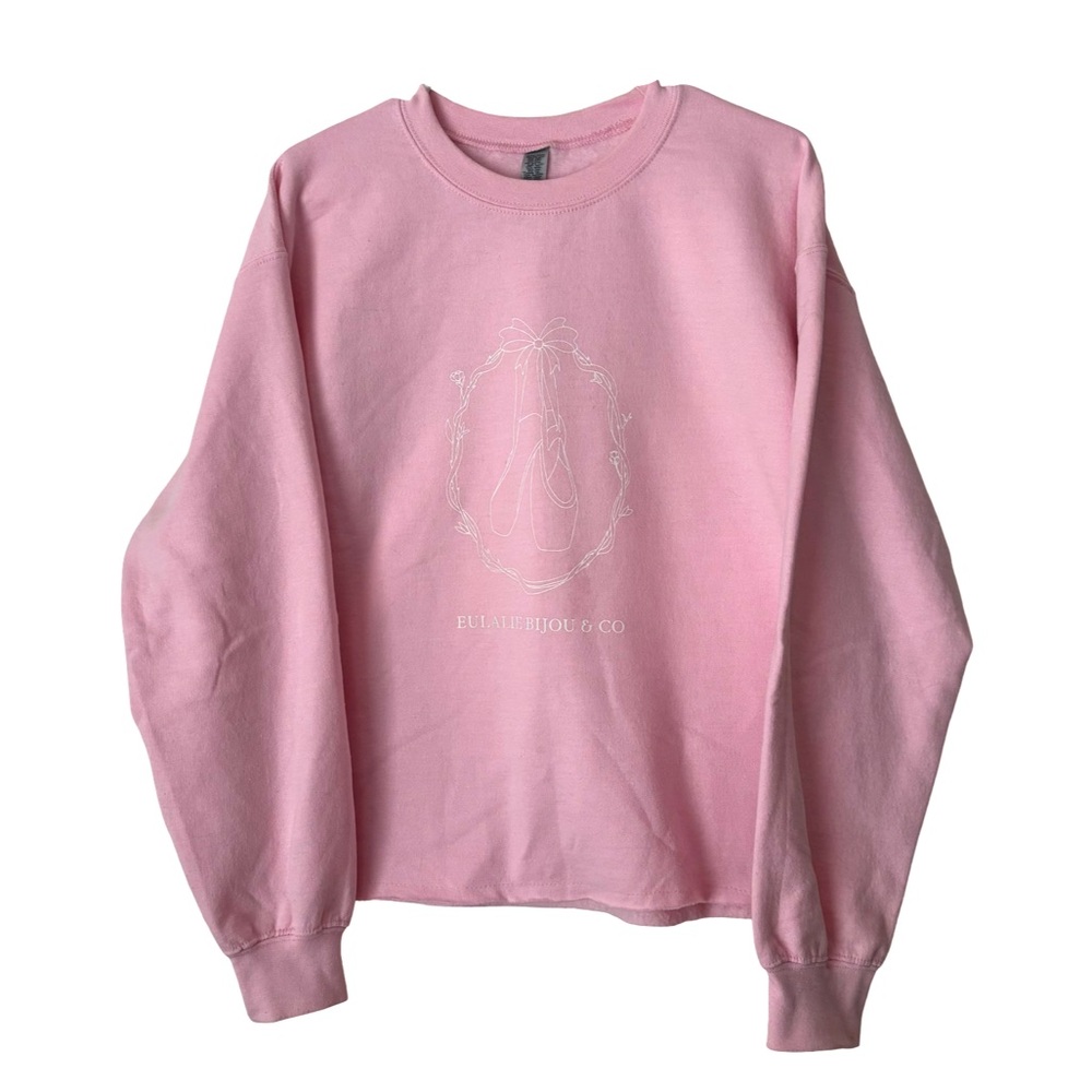 Ballet ballerina cropped crewneck sweater in pink, vintage design, cottagecore